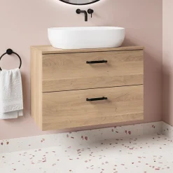 Erin 800mm Wall Mounted 2 Drawer Vanity Unit & Countertop