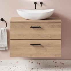 Erin 800mm Wall Mounted 2 Drawer Vanity Unit & Countertop