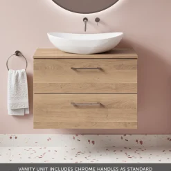 Erin 800mm Wall Mounted 2 Drawer Vanity Unit & Countertop