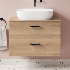 Erin 800mm Wall Mounted 2 Drawer Vanity Unit & Countertop