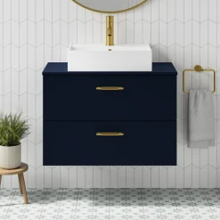 Erin 800mm Wall Mounted 2 Drawer Vanity Unit & Countertop
