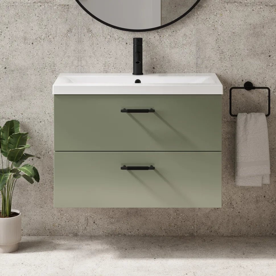 Erin 800mm Wall Mounted 2 Drawer Vanity Unit & Basin