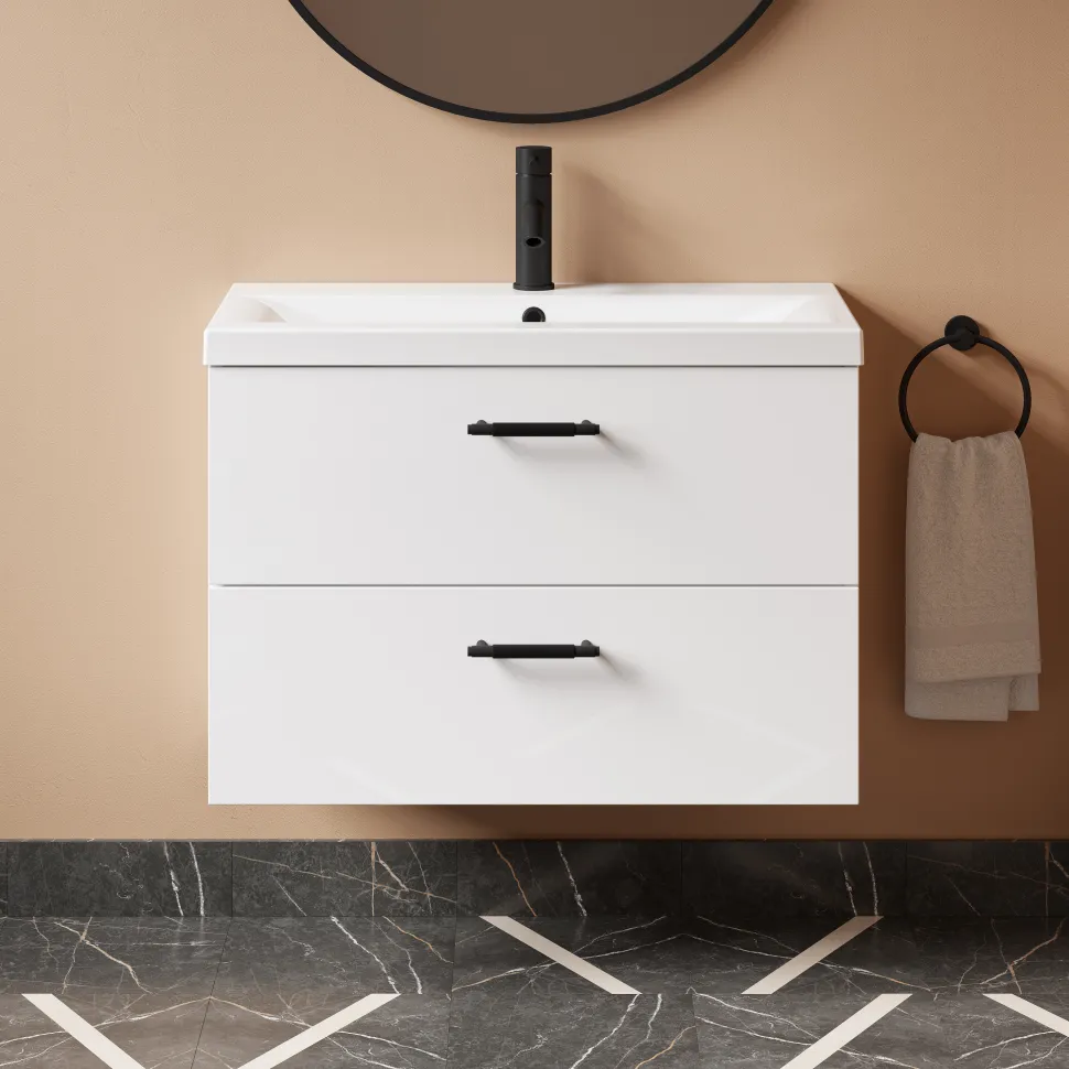 Erin 800mm Wall Mounted 2 Drawer Vanity Unit & Basin