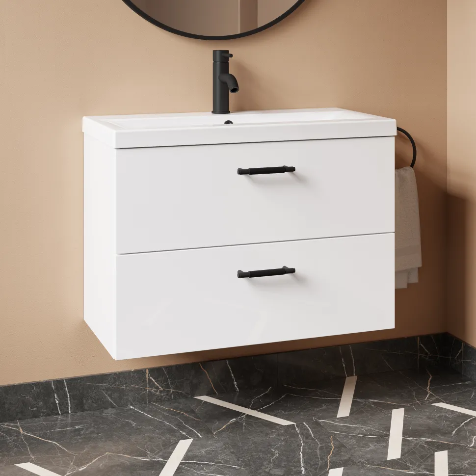 Erin 800mm Wall Mounted 2 Drawer Vanity Unit & Basin