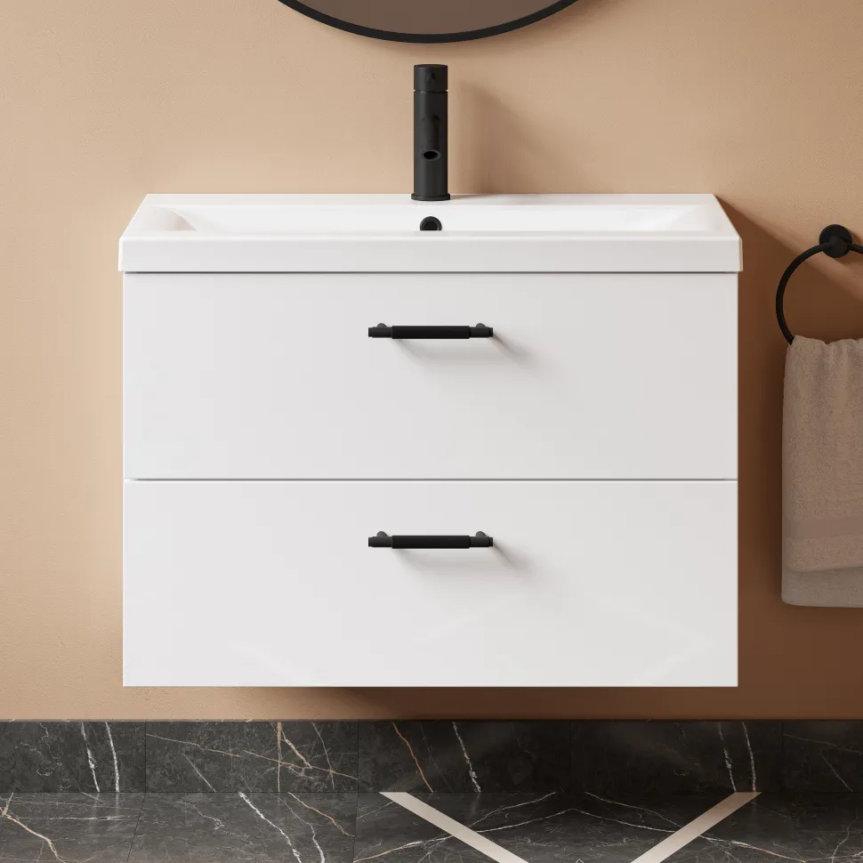Erin 800mm Wall Mounted 2 Drawer Vanity Unit & Basin