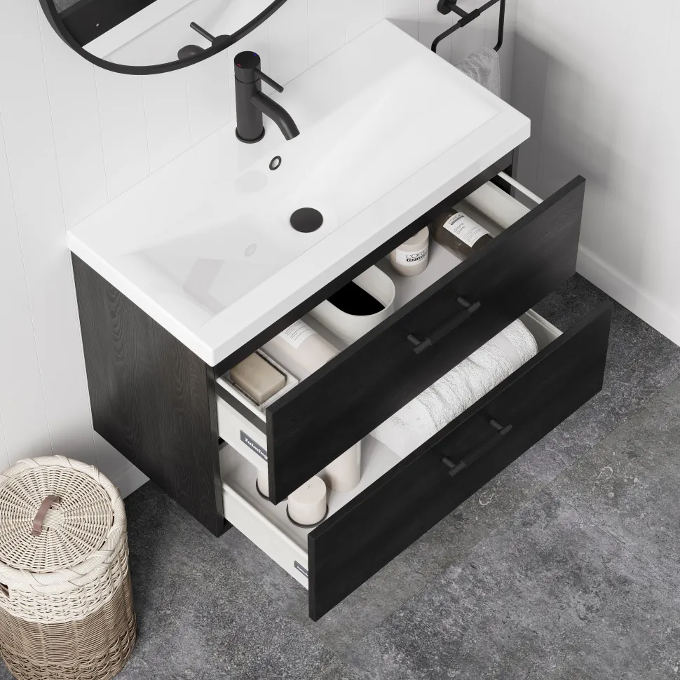 Erin 800mm Wall Mounted 2 Drawer Vanity Unit & Basin