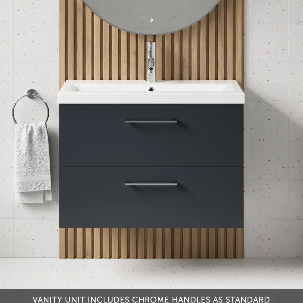 Erin 800mm Wall Mounted 2 Drawer Vanity Unit & Basin