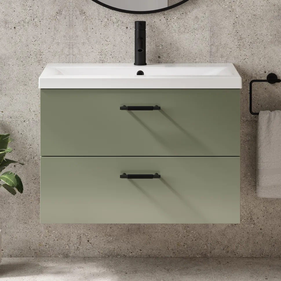 Erin 800mm Wall Mounted 2 Drawer Vanity Unit & Basin