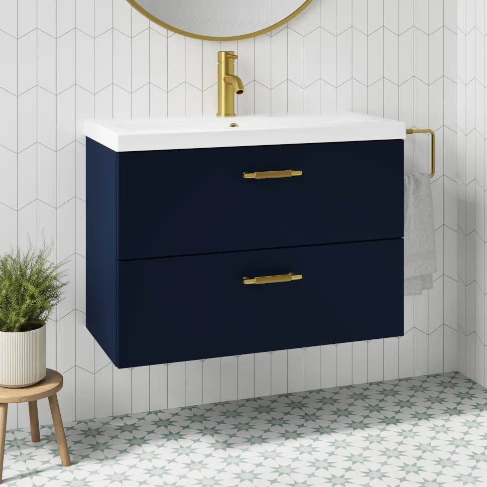 Erin 800mm Wall Mounted 2 Drawer Vanity Unit & Basin