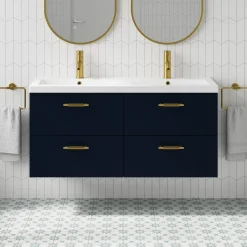 Erin 1200mm Wall Mounted 4 Drawer Vanity Unit & Double Basin