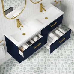 Erin 1200mm Wall Mounted 4 Drawer Vanity Unit & Double Basin