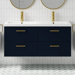Erin 1200mm Wall Mounted 4 Drawer Vanity Unit & Double Basin