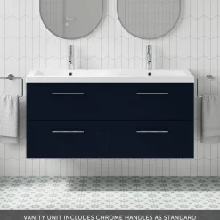 Erin 1200mm Wall Mounted 4 Drawer Vanity Unit & Double Basin