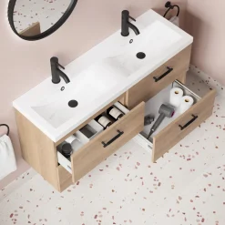 Erin 1200mm Wall Mounted 4 Drawer Vanity Unit & Double Basin