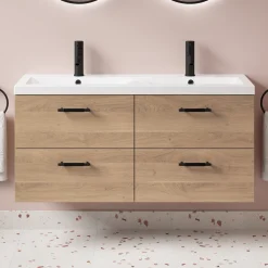 Erin 1200mm Wall Mounted 4 Drawer Vanity Unit & Double Basin