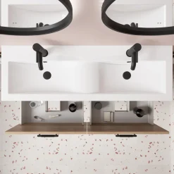 Erin 1200mm Wall Mounted 4 Drawer Vanity Unit & Double Basin