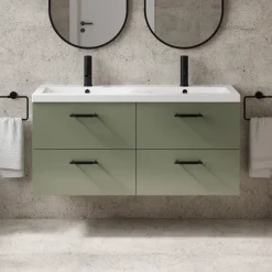Erin 1200mm Wall Mounted 4 Drawer Vanity Unit & Double Basin