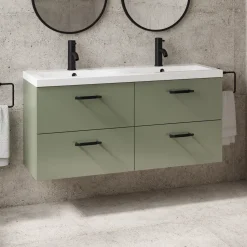 Erin 1200mm Wall Mounted 4 Drawer Vanity Unit & Double Basin