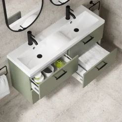 Erin 1200mm Wall Mounted 4 Drawer Vanity Unit & Double Basin