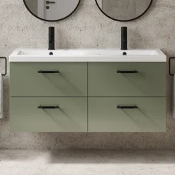 Erin 1200mm Wall Mounted 4 Drawer Vanity Unit & Double Basin
