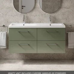 Erin 1200mm Wall Mounted 4 Drawer Vanity Unit & Double Basin
