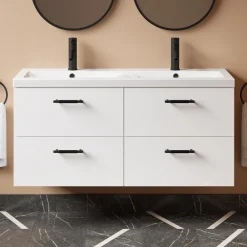Erin 1200mm Wall Mounted 4 Drawer Vanity Unit & Double Basin