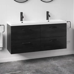Erin 1200mm Wall Mounted 4 Drawer Vanity Unit & Double Basin