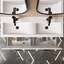 Erin 1200mm Wall Mounted 4 Drawer Vanity Unit & Double Basin
