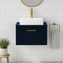 Erin 600mm Wall Mounted 1 Drawer Vanity Unit & Countertop