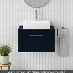 Erin 600mm Wall Mounted 1 Drawer Vanity Unit & Countertop