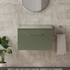 Erin 600mm Wall Mounted 1 Drawer Vanity Unit & Countertop