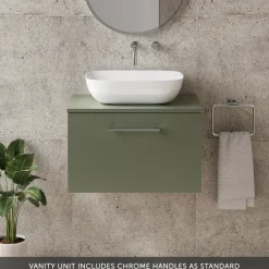 Erin 600mm Wall Mounted 1 Drawer Vanity Unit & Countertop