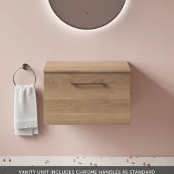 Erin 600mm Wall Mounted 1 Drawer Vanity Unit & Countertop