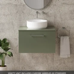 Erin 600mm Wall Mounted 1 Drawer Vanity Unit & Countertop