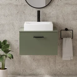 Erin 600mm Wall Mounted 1 Drawer Vanity Unit & Countertop