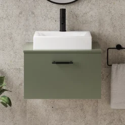 Erin 600mm Wall Mounted 1 Drawer Vanity Unit & Countertop