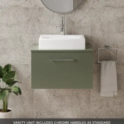 Erin 600mm Wall Mounted 1 Drawer Vanity Unit & Countertop