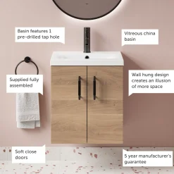 Erin 500mm Wall Mounted Vanity Unit & Basin