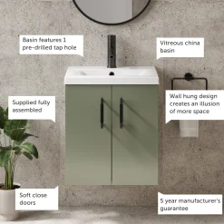 Erin 500mm Wall Mounted Vanity Unit & Basin