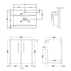 Erin 500mm Wall Mounted Vanity Unit & Basin