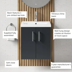 Erin 500mm Wall Mounted Vanity Unit & Basin