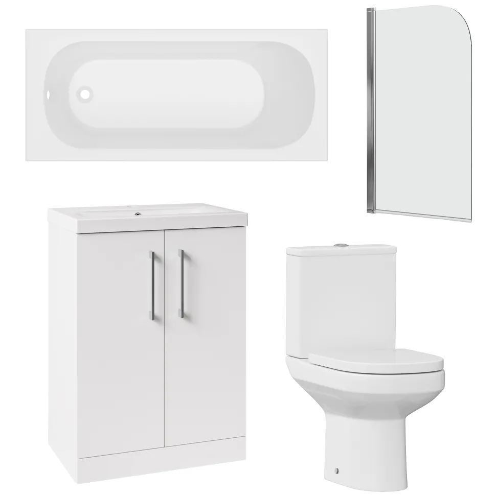Erin Reinforced Shower Bath Suite with Rimless Toilet