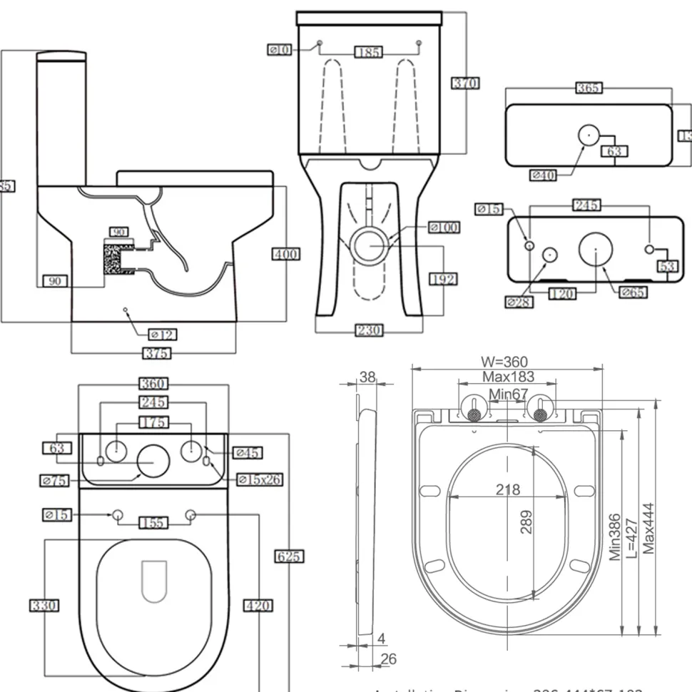 Erin Reinforced Shower Bath Suite with Rimless Toilet