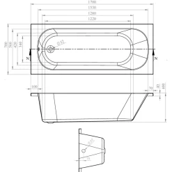 Erin Reinforced Shower Bath Suite with Rimless Toilet
