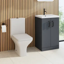 Erin Rimless Toilet & Vanity Unit Bathroom Set with Matt Black Handles