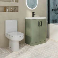 Erin Rimless Toilet & Vanity Unit Bathroom Suite with Matt Black Handles