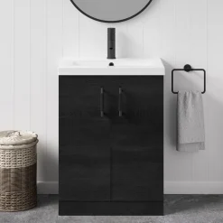 Erin Rimless Toilet & Vanity Unit Bathroom Suite with Matt Black Handles