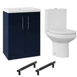Erin Rimless Toilet & Vanity Unit Bathroom Suite with Matt Black Handles