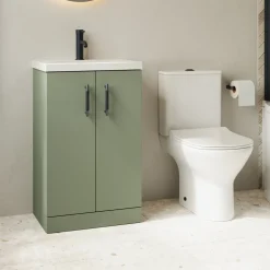 Erin Rimless Toilet & Vanity Unit Bathroom Suite Set with Matt Black Handles