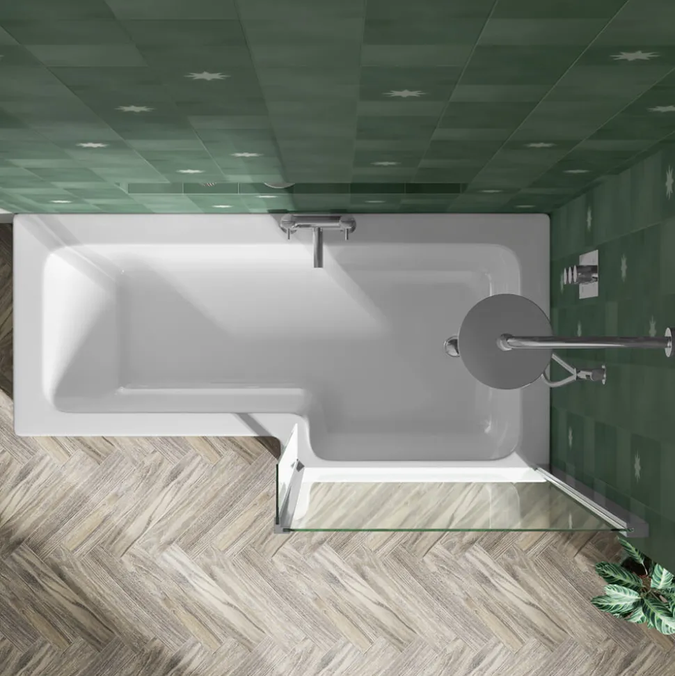 Erin Shower Bath Suite with 1700mm L Shaped Bath & Rimless Toilet
